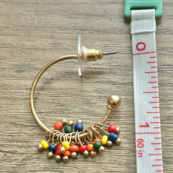 Vibrant Beaded Gold Hoop Earrings NEW - Picture 5 of 6